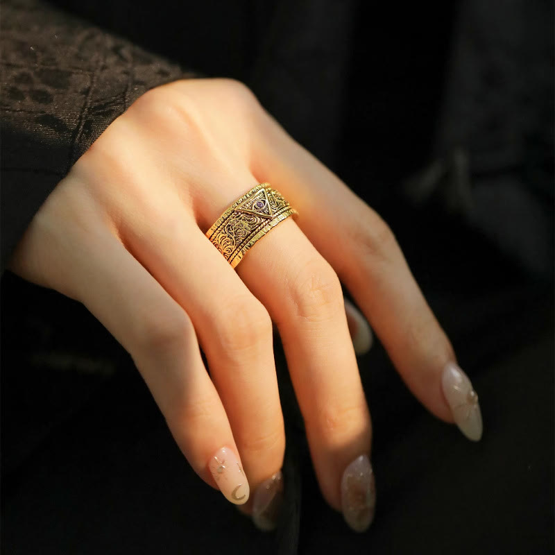 Christianartworkshop Anello dorato con motivo Occhio di Dio in stile retrò e pesante - image 6