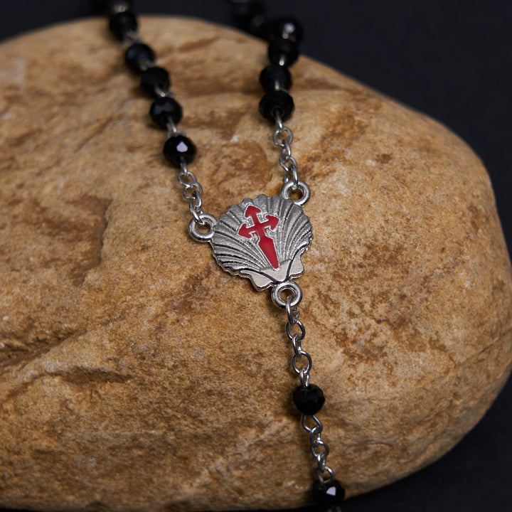 Christianartworkshop Crocifisso di 6 mm Poliedro Rosario in lega di cristallo nero - image 6