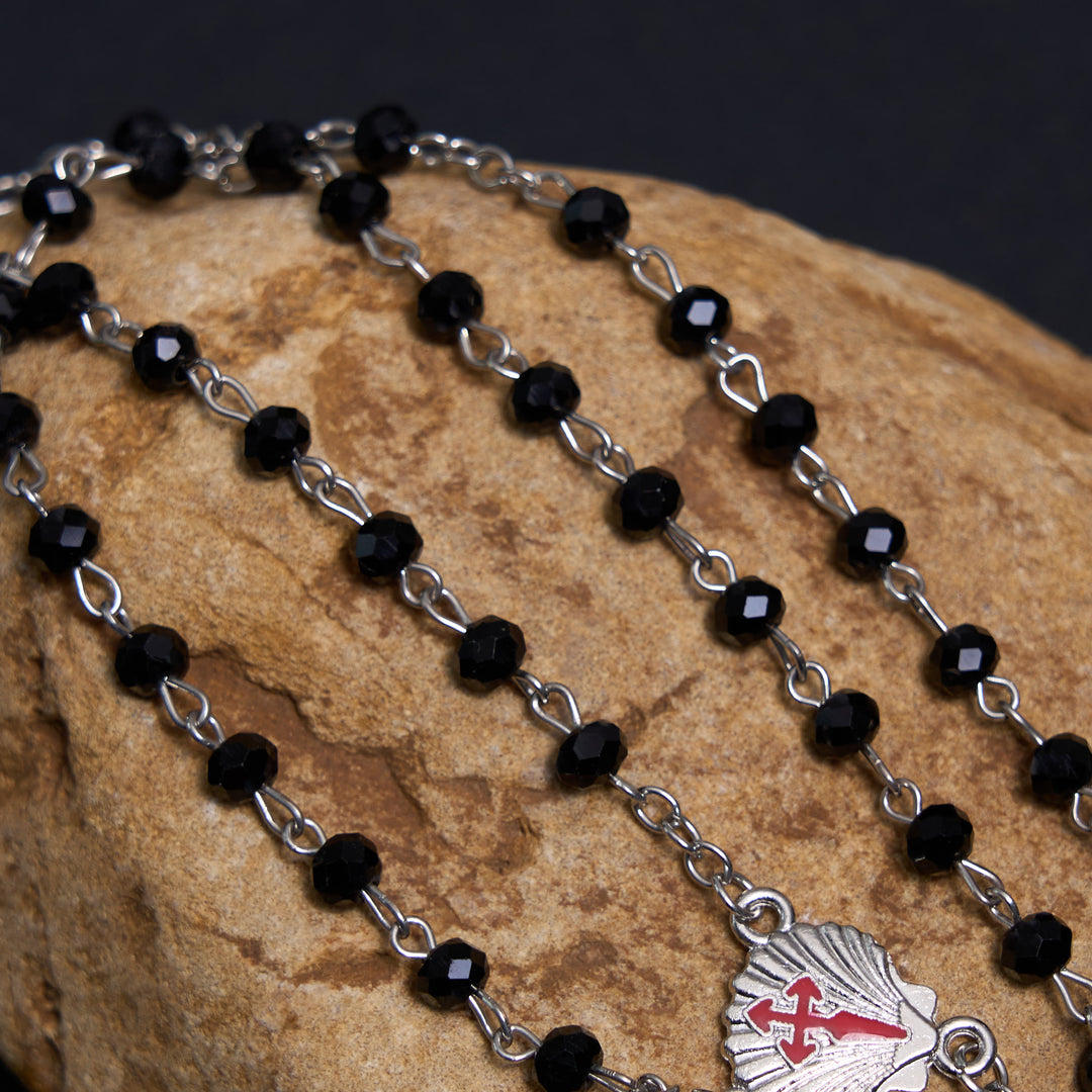 Christianartworkshop Crocifisso di 6 mm Poliedro Rosario in lega di cristallo nero - image 7