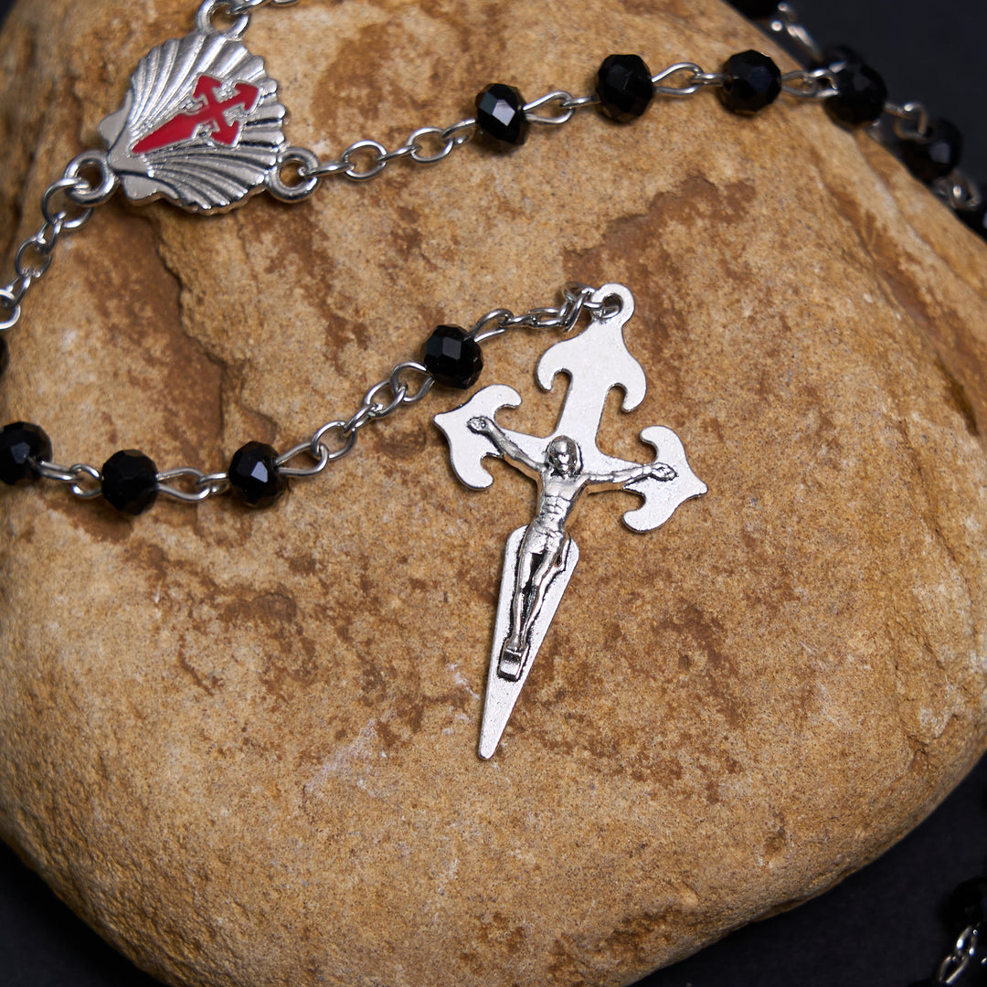 Christianartworkshop Crocifisso di 6 mm Poliedro Rosario in lega di cristallo nero - image 5