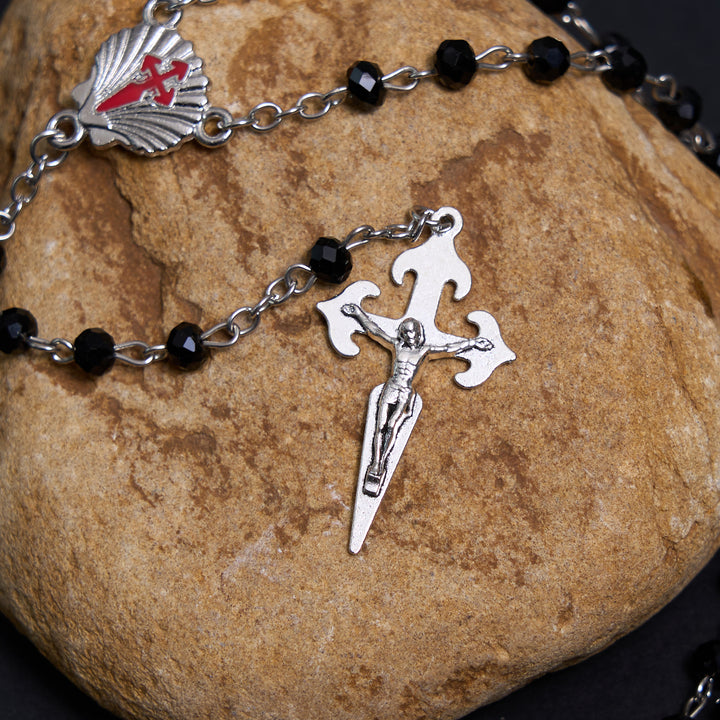 Christianartworkshop Crocifisso di 6 mm Poliedro Rosario in lega di cristallo nero - image 5