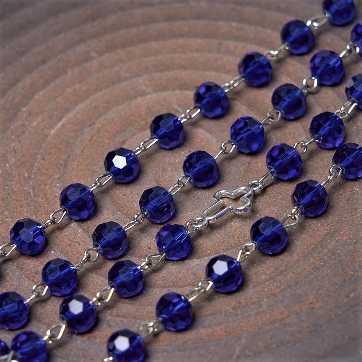 Christianartworkshop Medaglia Miracolosa e Croce di Poliedro da 8 mm Rosario con Catena in Lega di Cristallo Blu - image 15