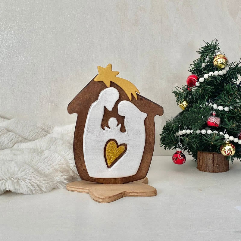 Christianartworkshop Decorazioni da tavolo per presepe in legno stereoscopico marrone in stile minimalista - Marrone - image 0