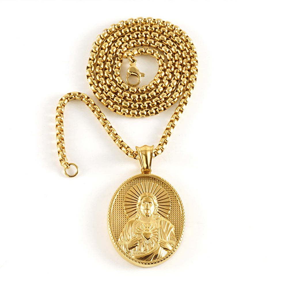 Christianartworkshop 11 Collana con ciondolo icona classica in stile retrò con benedizione - Gesù Sacro Cuore - image 8