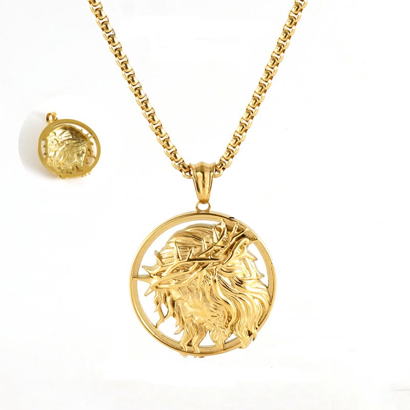 Christianartworkshop 11 Collana con ciondolo icona classica in stile retrò con benedizione - Gesù Corona di Spine - image 0