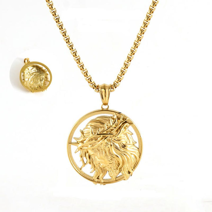 Christianartworkshop 11 Collana con ciondolo icona classica in stile retrò con benedizione - Gesù Corona di Spine - image 0