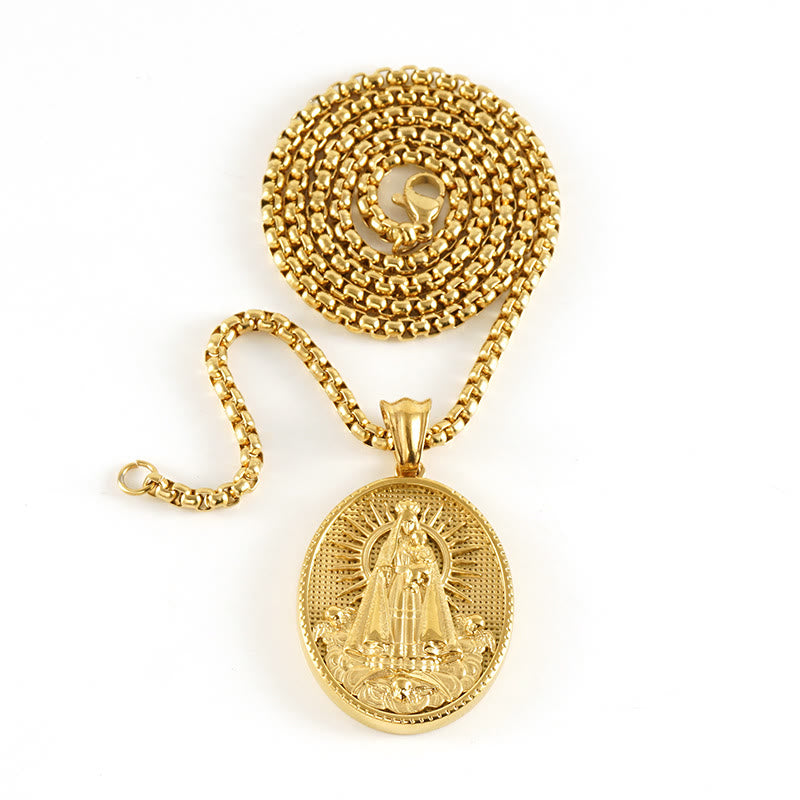 Christianartworkshop 11 Collana con ciondolo icona classica in stile retrò con benedizione - Nostra Signora di Aparecida - image 7