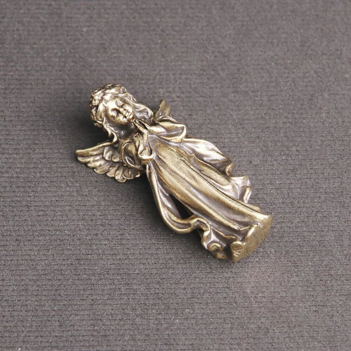 Christianartworkshop Ornamento da scrivania con angelo custode stereoscopico in bronzo e ottone in stile retrò - image 6