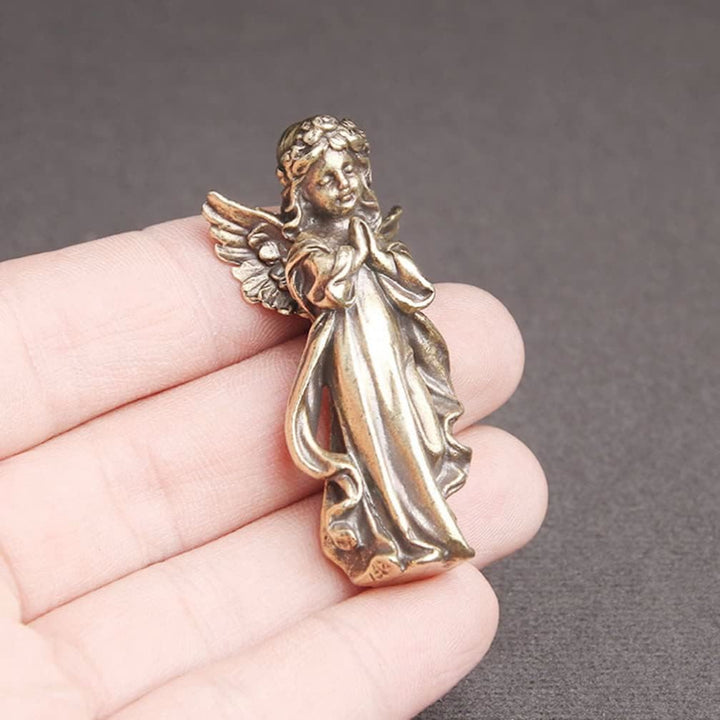 Christianartworkshop Ornamento da scrivania con angelo custode stereoscopico in bronzo e ottone in stile retrò - image 5