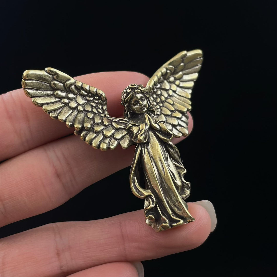 Christianartworkshop Stile retrò Ottone Stereoscopico Bronzo Angelo Custode (ali spiegate) Decorazioni da scrivania Ornamento - image 2