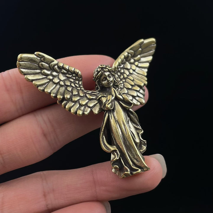 Christianartworkshop Stile retrò Ottone Stereoscopico Bronzo Angelo Custode (ali spiegate) Decorazioni da scrivania Ornamento - image 2