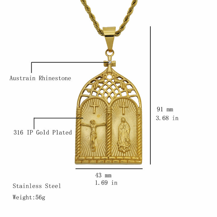 Christianartworkshop Collana classica con Gesù e la porta della chiesa di Nostra Signora - image 4