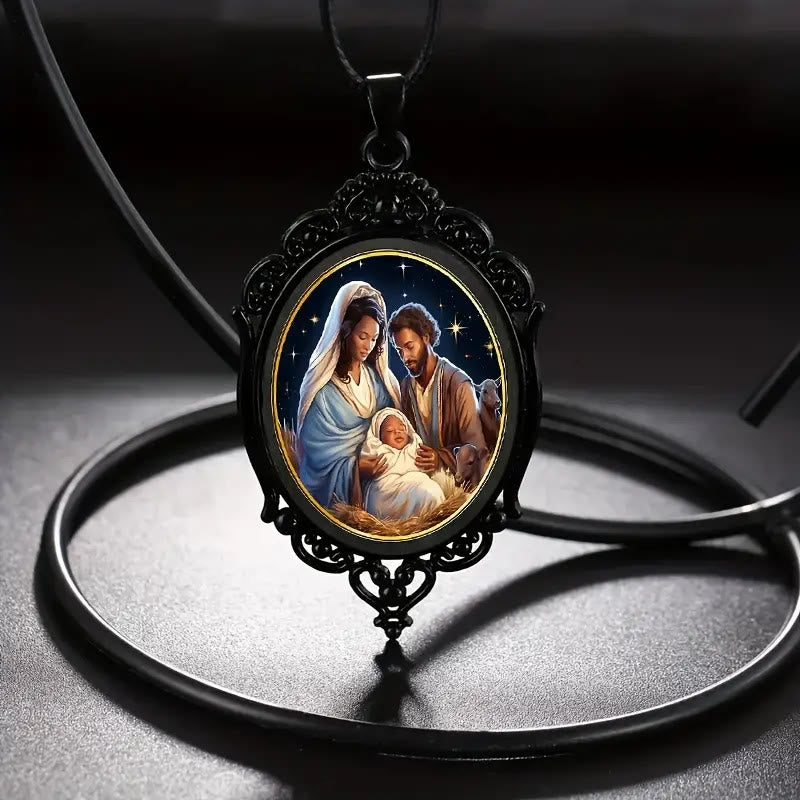 Collana in lega con bordo vintage nero in stile gotico della Natività Christianartworkshop - Nero - image 0