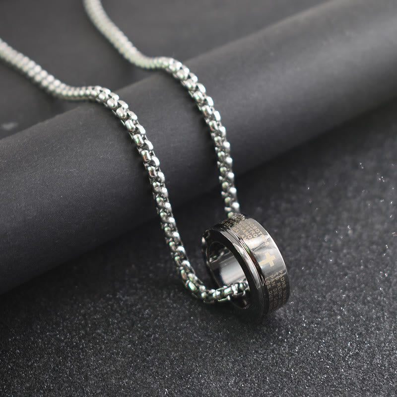 Collana con anello e catena con versetto biblico in stile combinato Christianartworkshop - image 1