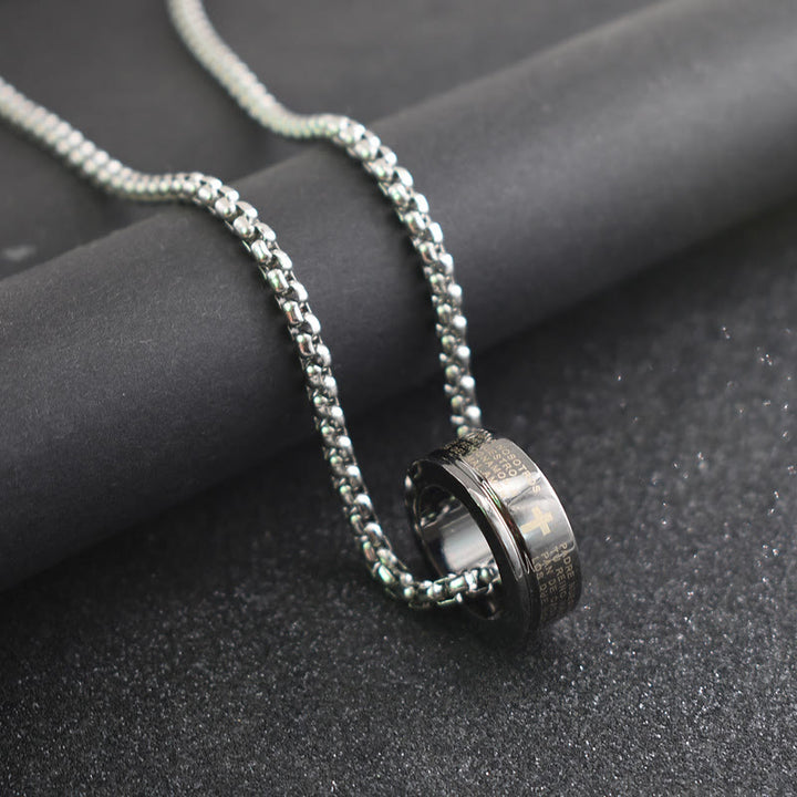 Collana con anello e catena con versetto biblico in stile combinato Christianartworkshop - image 1