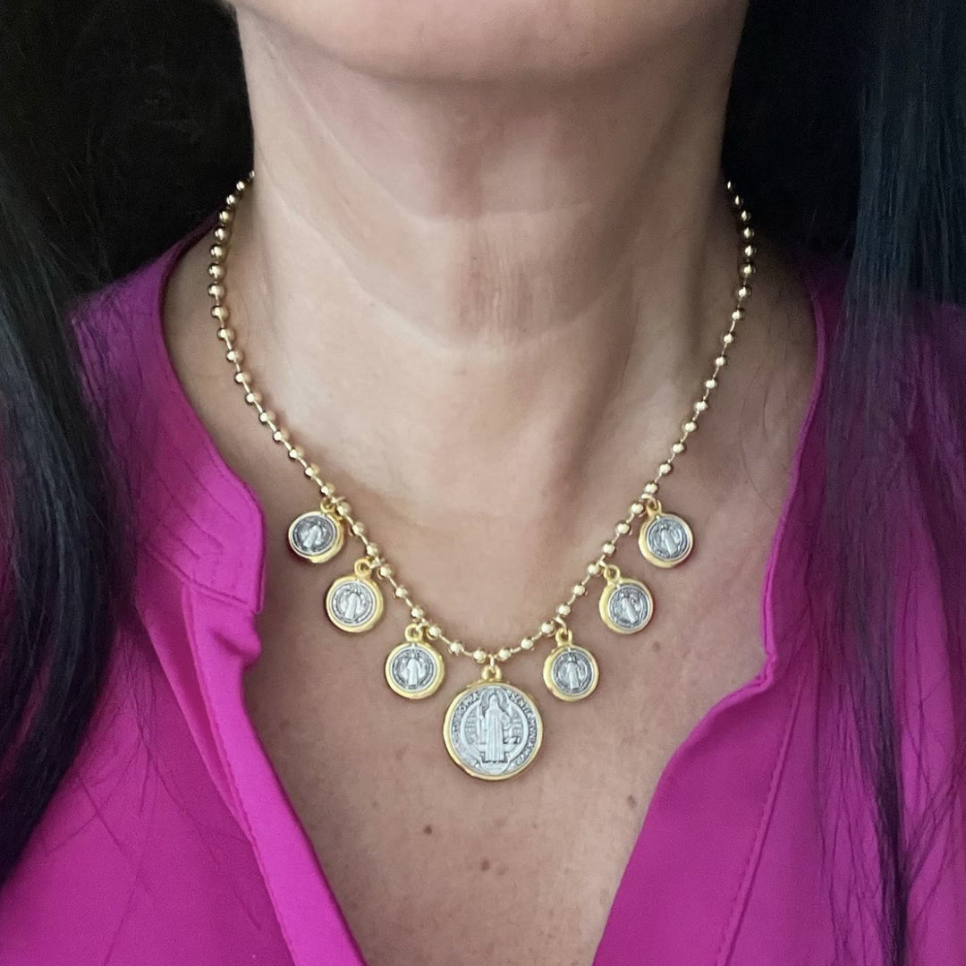 Collana con ciondolo a catena con 6 San Benedetto in stile retrò Christianartworkshop - image 3