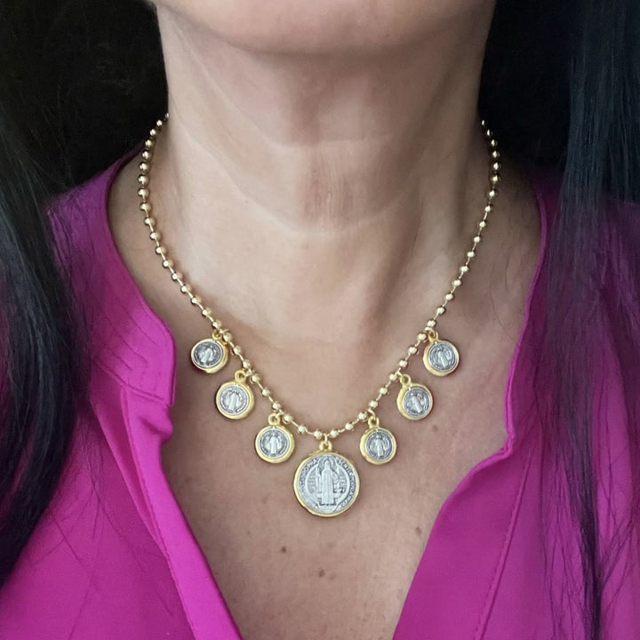 Collana con ciondolo a catena con 6 San Benedetto in stile retrò Christianartworkshop - image 3