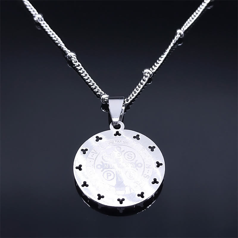 Collana con ciondolo medaglia di San Benedetto incastonata in stile retrò Christianartworkshop - image 2