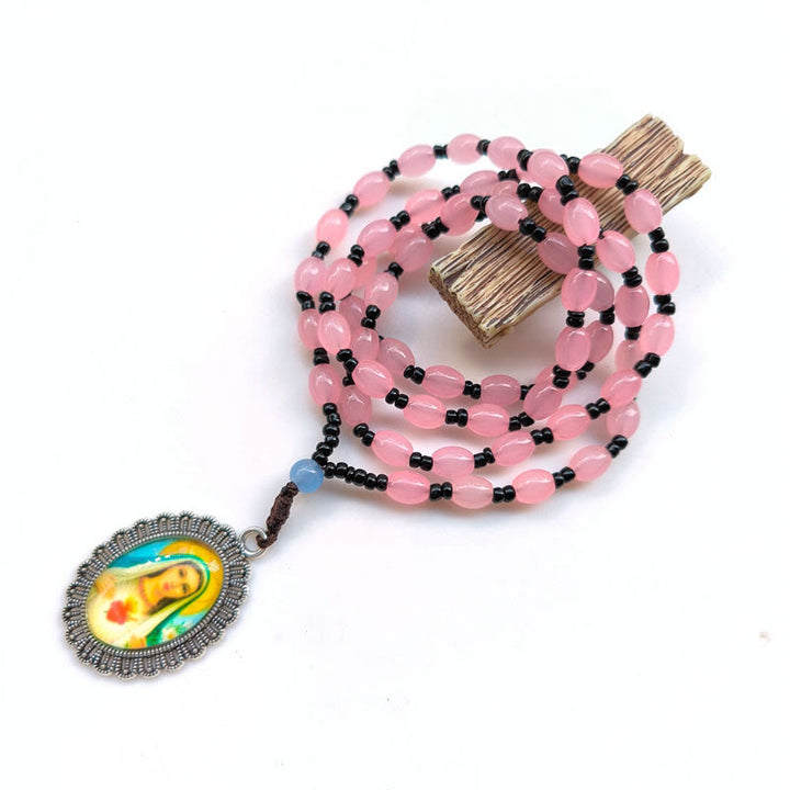 Collana con ciondolo in stile classico con 9 icone di santi (Gesù e Vergine Maria) Christianartworkshop - Cuore Immacolato Rosa di Maria 1 - image 8