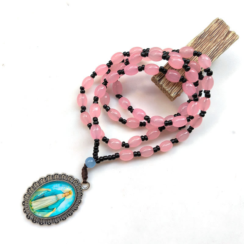 Collana con ciondolo in stile classico con 9 icone di santi (Gesù e Vergine Maria) Christianartworkshop - Medaglia Miracolosa Rosa - image 10