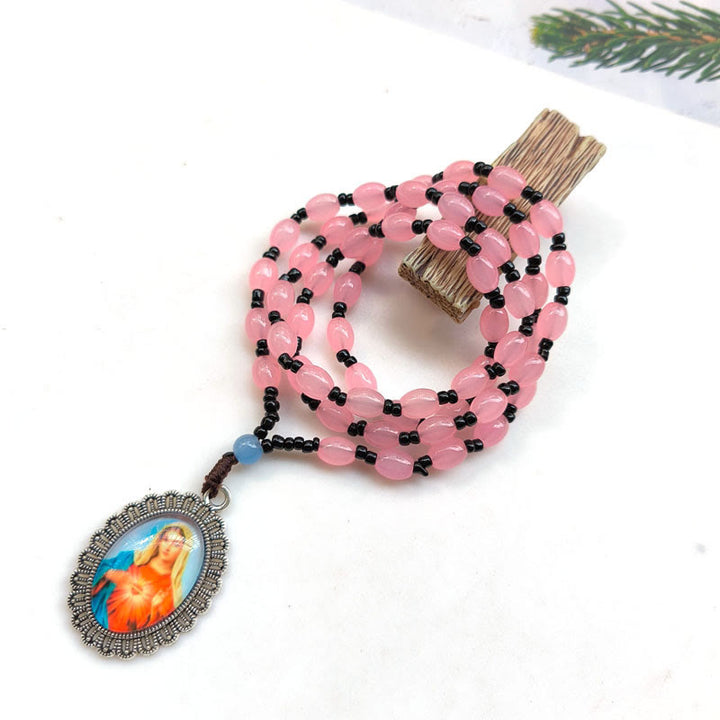 Collana con ciondolo in stile classico con 9 icone di santi (Gesù e Vergine Maria) Christianartworkshop - Cuore Immacolato Rosa di Maria 2 - image 11