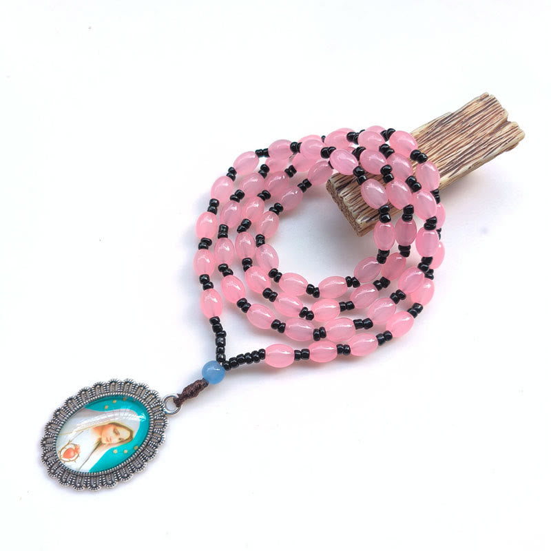 Collana con ciondolo in stile classico con 9 icone di santi (Gesù e Vergine Maria) Christianartworkshop - Rosa - Nostra Signora di Fatima - image 9