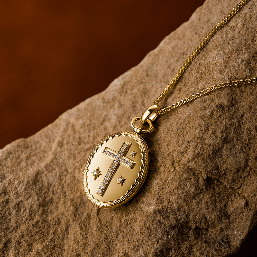 Collana con ciondolo a forma di croce in stile moderno con diamanti in oro 18 carati Christianartworkshop - Oro 18 carati - image 0