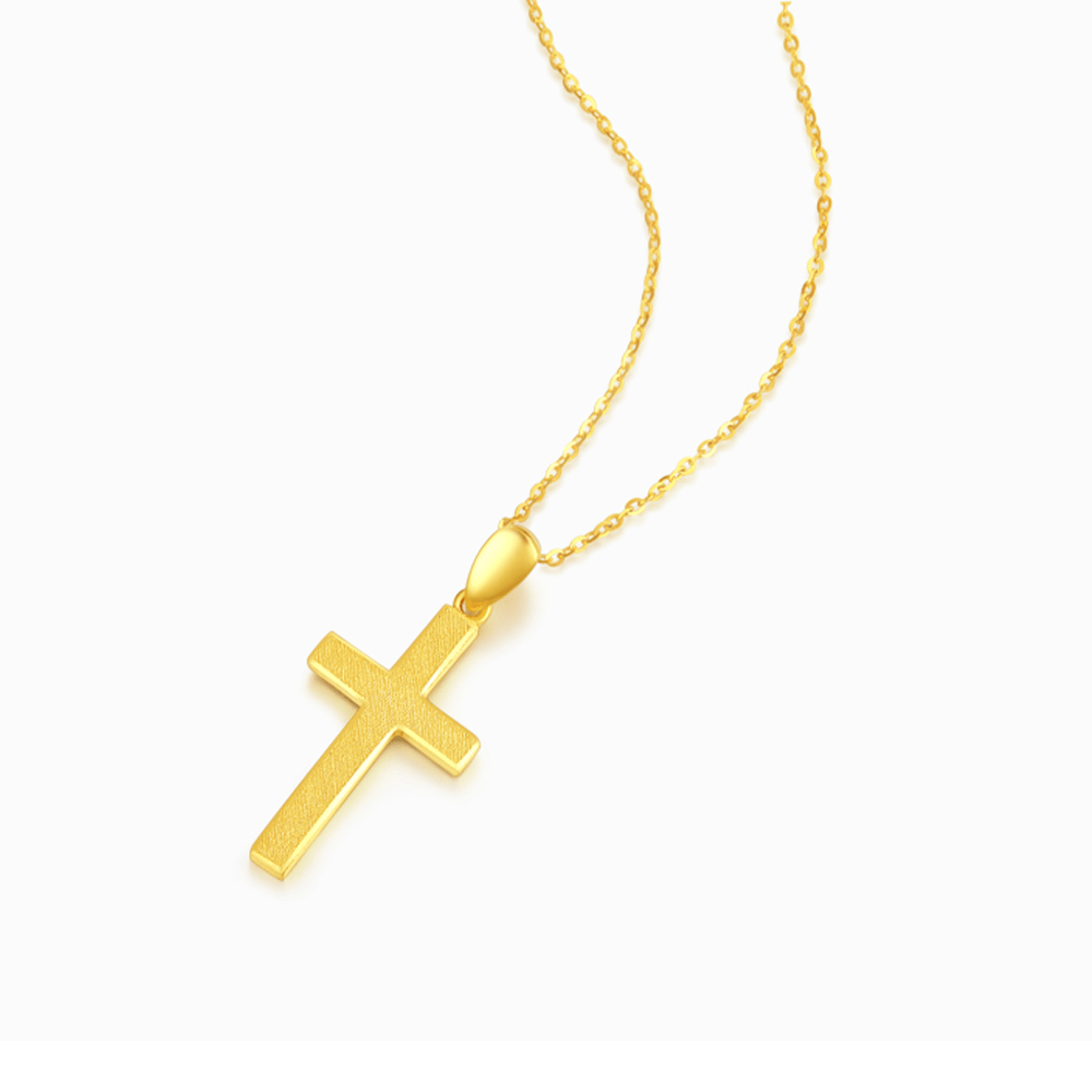 Collana con ciondolo a croce smerigliato in stile minimalista in oro puro 999 di Christianartworkshop - image 1