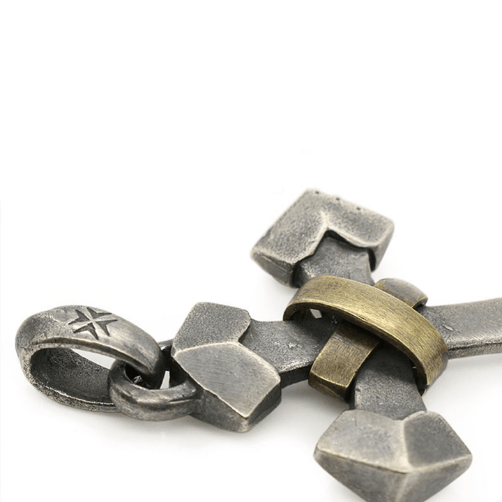 Collana con ciondolo a croce in metallo pesante in stile retrò in argento sterling 925 Christianartworkshop - image 4