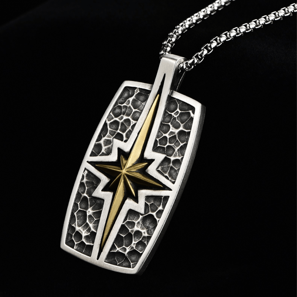 Collana con ciondolo Stella di Betlemme in stile retrò in argento sterling 925 Christianartworkshop - Catena in titanio - 27,55''/70 cm - image 1