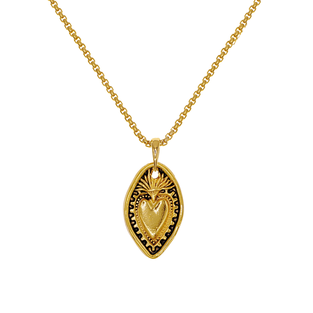 Collana con ciondolo a forma di scudo a forma di cuore in stile retrò placcato oro 24K Christianartworkshop - image 2