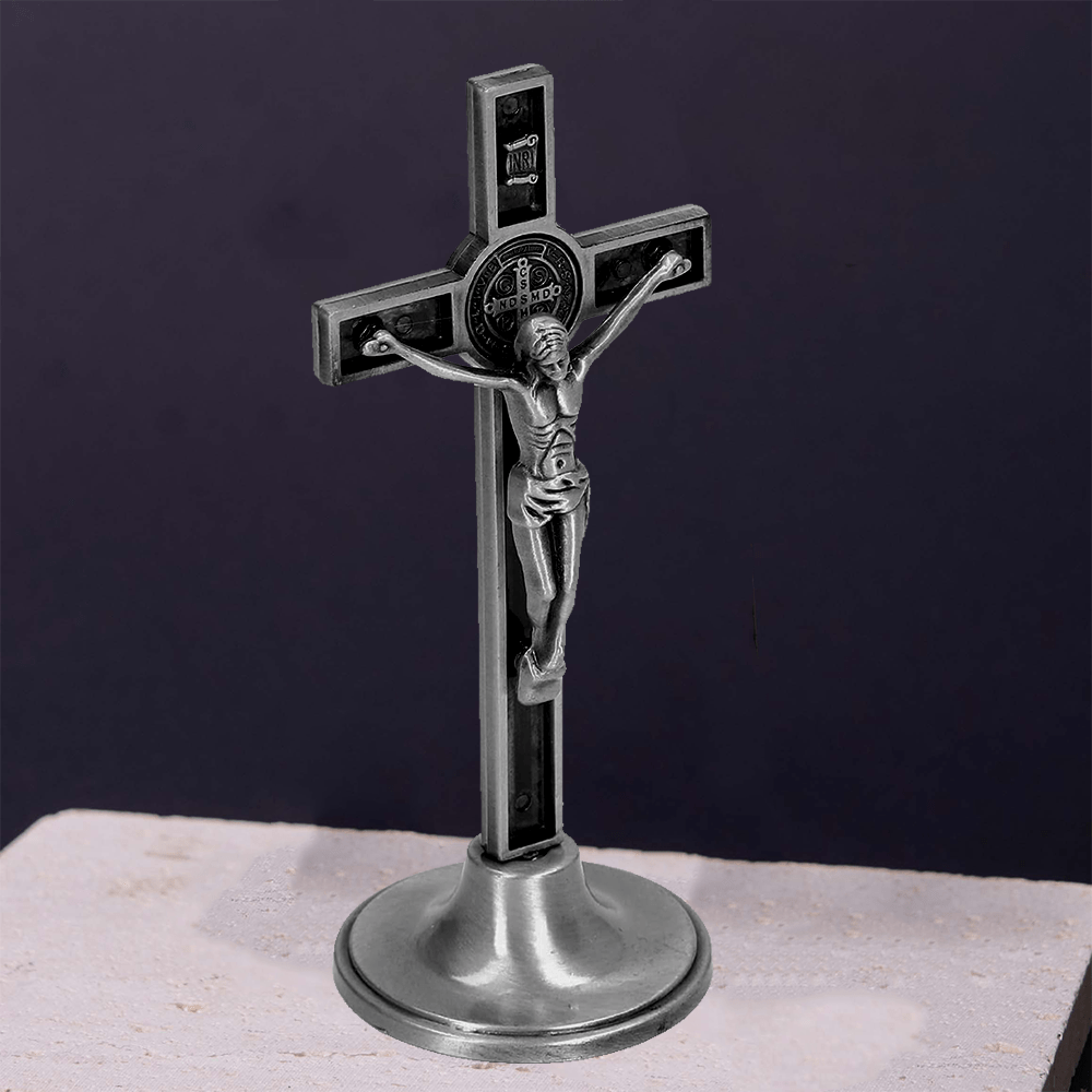 Christianartworkshop Ornamenti da scrivania stereoscopici in lega di bronzo e argento in stile classico con crocifisso - Argento - image 0