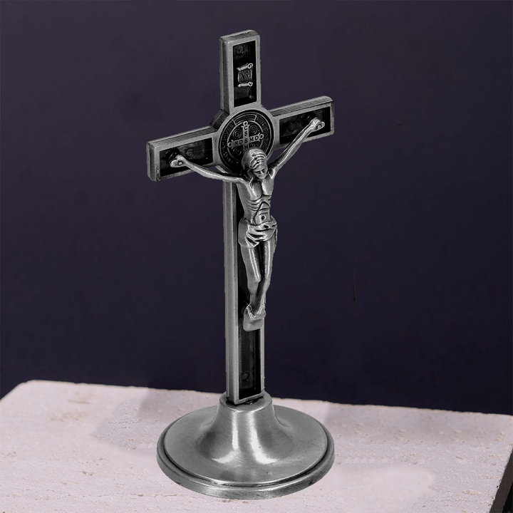Christianartworkshop Ornamenti da scrivania stereoscopici in lega di bronzo e argento in stile classico con crocifisso - Argento - image 0