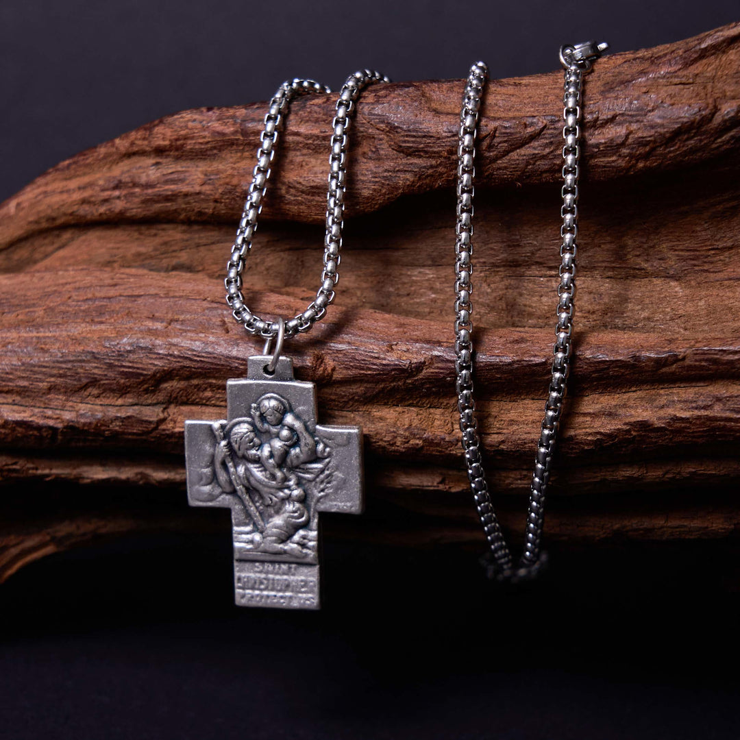 Christianartworkshop Collana in lega con ciondolo a croce di Gesù Maria Giuseppe Guardiano in stile classico - image 5