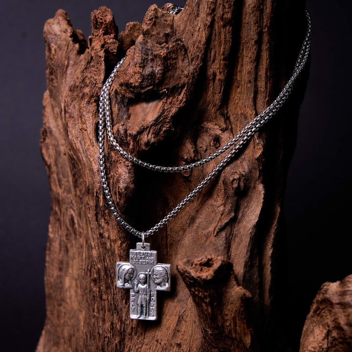 Christianartworkshop Collana in lega con ciondolo a croce di Gesù Maria Giuseppe Guardiano in stile classico - image 6