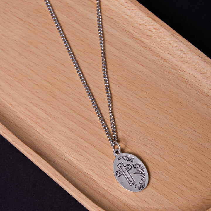 Collana con ciondolo a forma di croce e fiore del Sacro Cuore di Gesù in stile classico Christianartworkshop - image 5