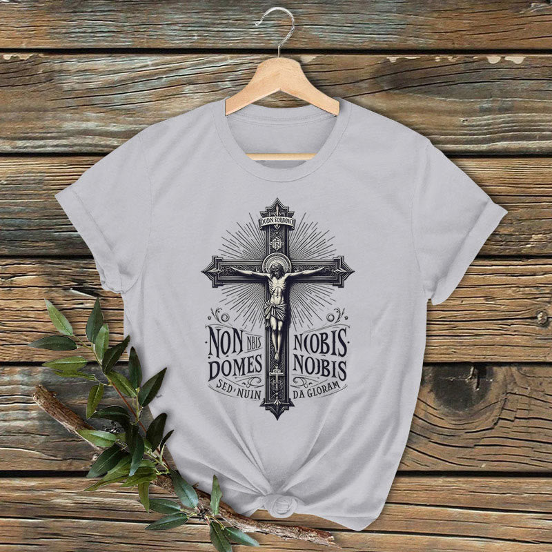 Christianartworkshop Maglietta a maniche corte con emblema della crocifissione in stile classico colorato - Grigio - 2XL - image 1