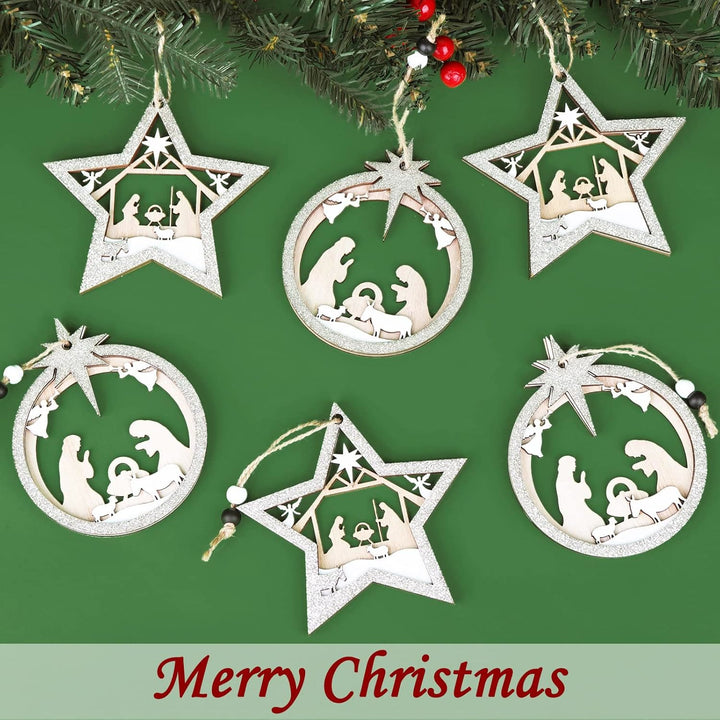 Christianartworkshop 3 ornamenti natalizi in legno a strati in stile rustico con ciondolo - image 3