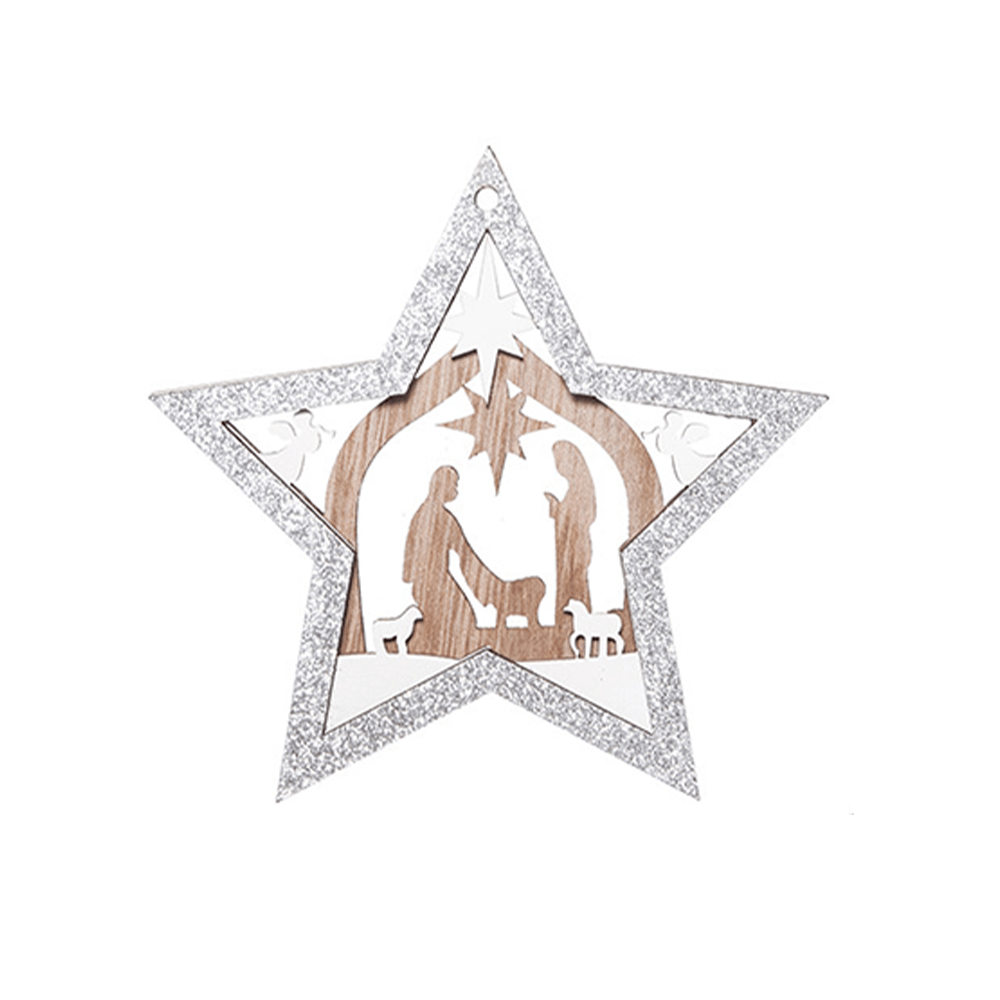 Christianartworkshop 3 ornamenti natalizi in legno a strati in stile rustico con ciondolo - image 4