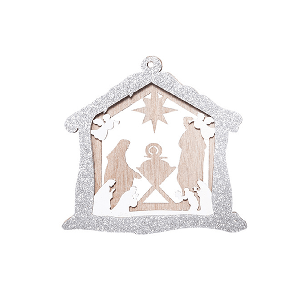 Christianartworkshop 3 ornamenti natalizi in legno a strati in stile rustico con ciondolo - Casa - image 5