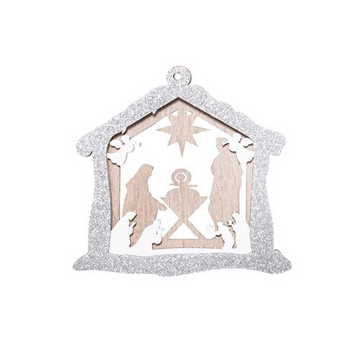 Christianartworkshop 3 ornamenti natalizi in legno a strati in stile rustico con ciondolo - Casa - image 5