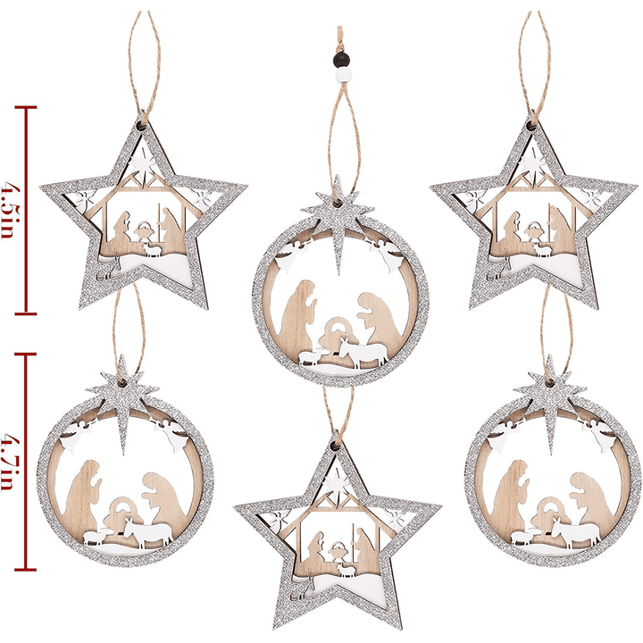 Christianartworkshop 3 ornamenti natalizi in legno a strati in stile rustico con ciondolo - image 8