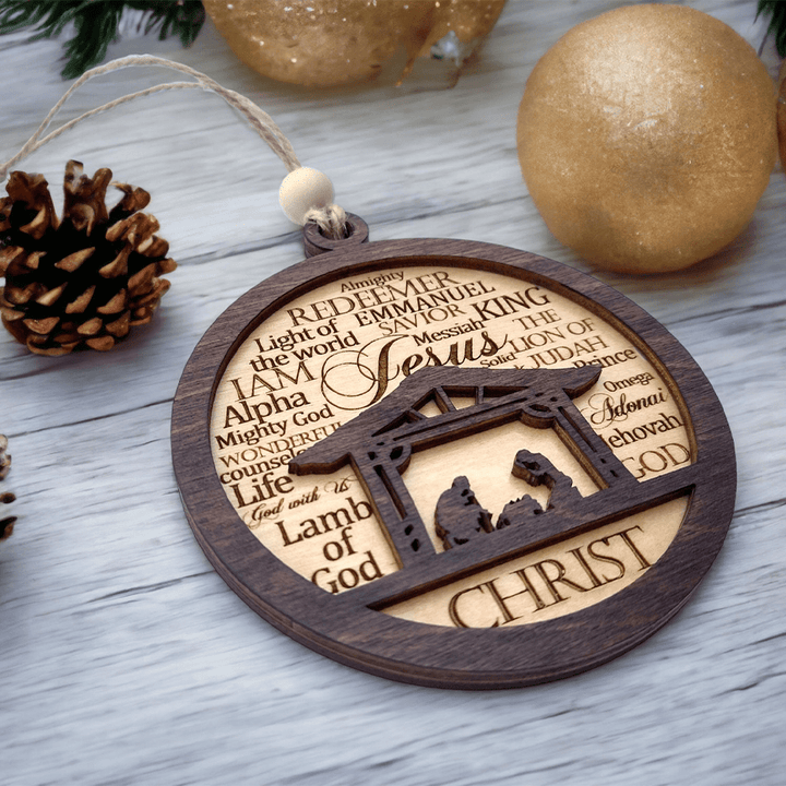 Christianartworkshop Ornamenti natalizi in legno a strati in stile rustico con versetti della Bibbia - image 3