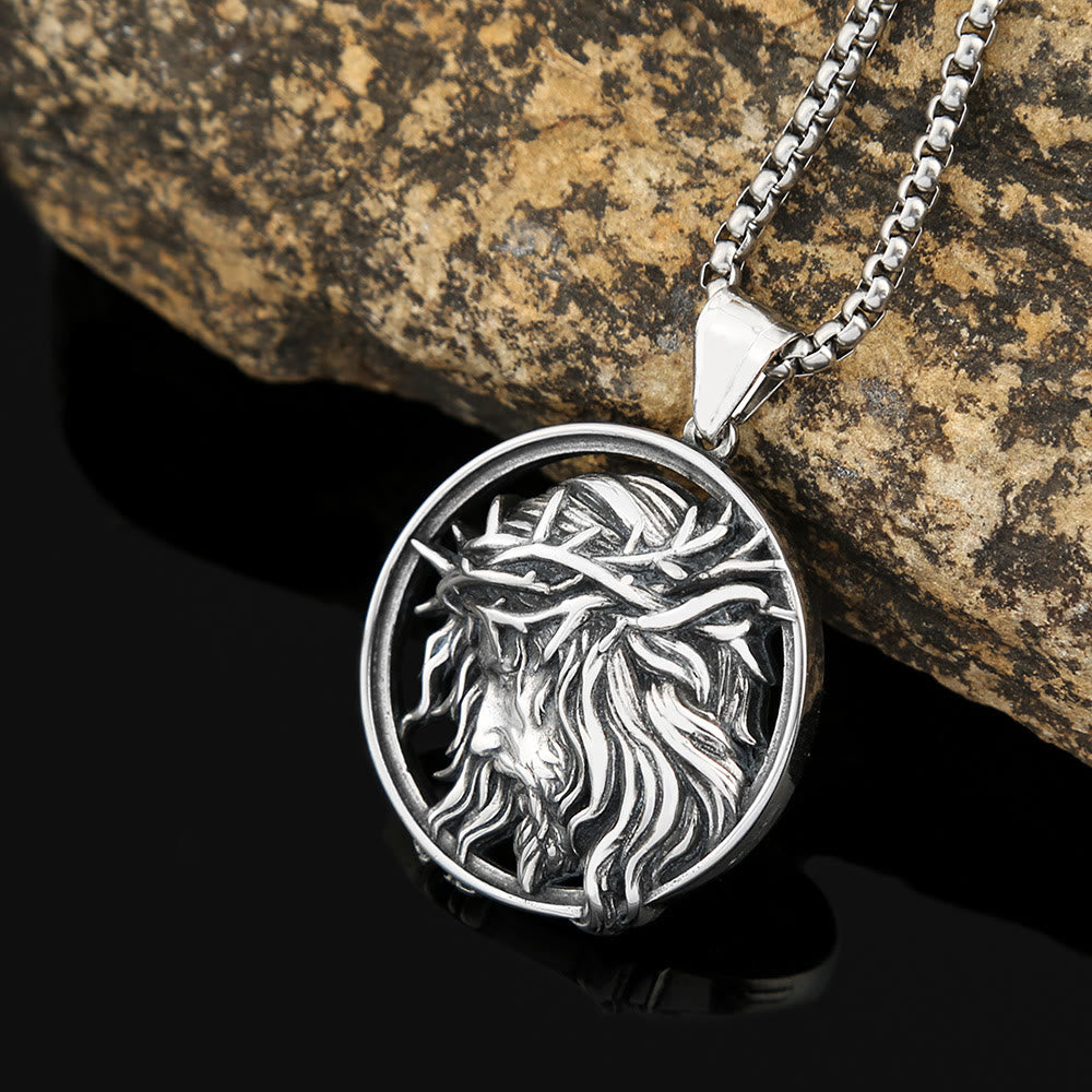 Collana con ciondolo a forma di corona di spine di Gesù in stile punk retrò Christianartworkshop - Collana con la corona di spine di Gesù - image 0