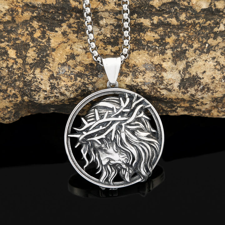 Collana con ciondolo a forma di corona di spine di Gesù in stile punk retrò Christianartworkshop - image 1