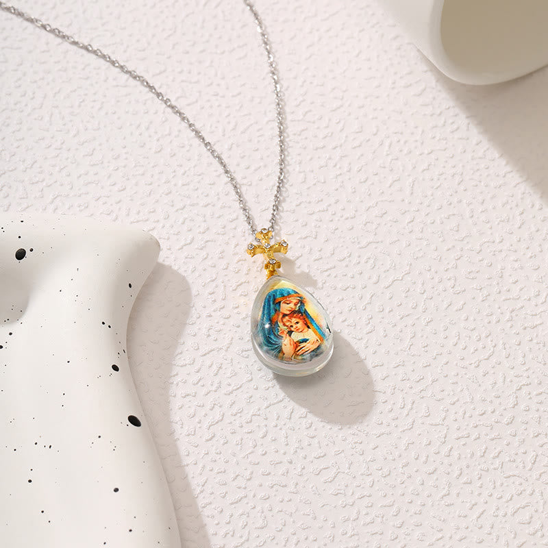 Collana con ciondolo in cristallo della serie Jesus, stile semplice e alla moda Christianartworkshop - image 1