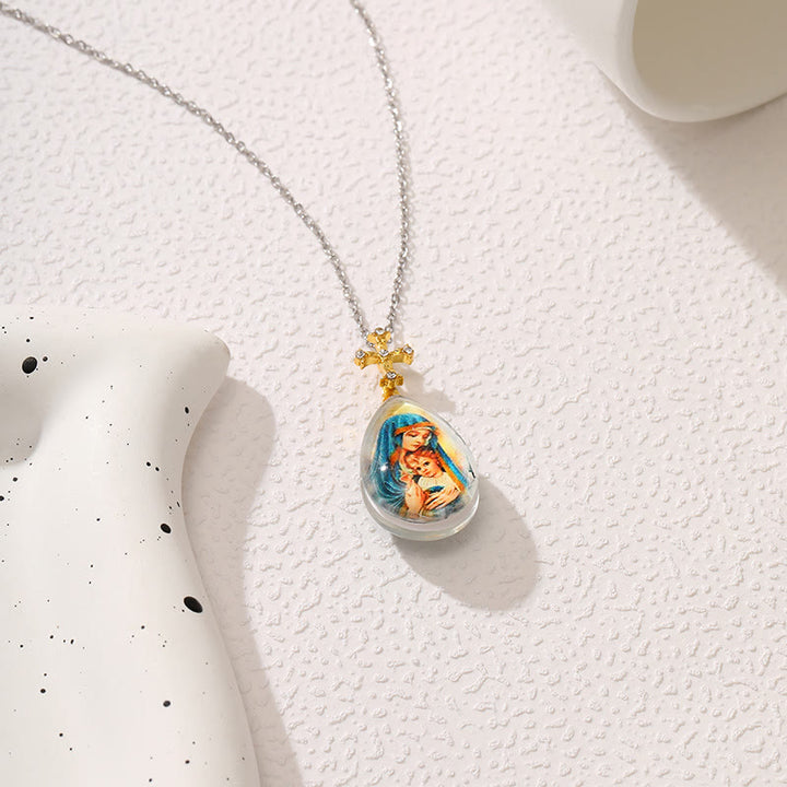 Collana con ciondolo in cristallo della serie Jesus, stile semplice e alla moda Christianartworkshop - image 1