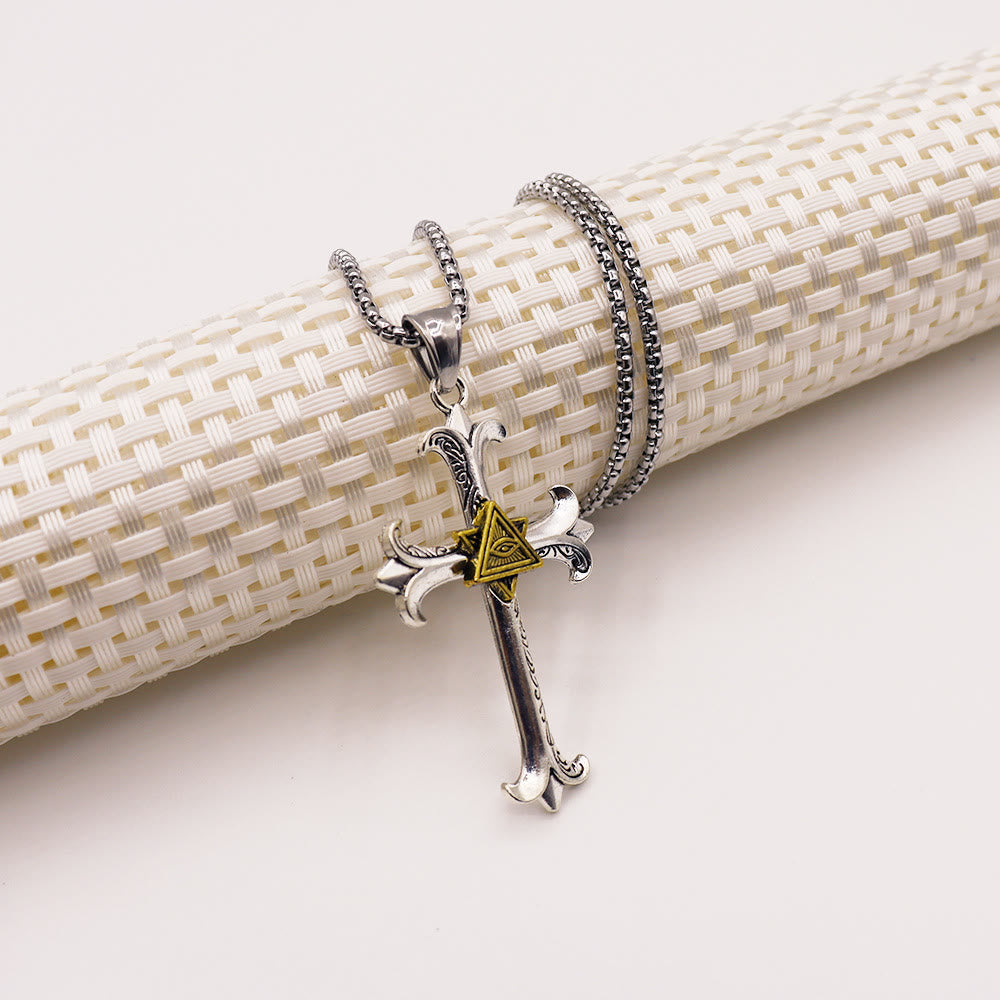 Collana con ciondolo a forma di croce quadrata con perle in stile sobrio di Christianartworkshop - image 5