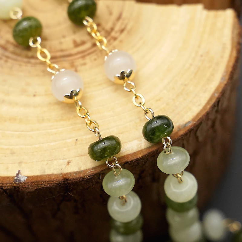 Christianartworkshop Santo Graal e Crocifisso con Rosario eucaristico in lega di calcedonio verde rotondo da 5*8 mm - image 7