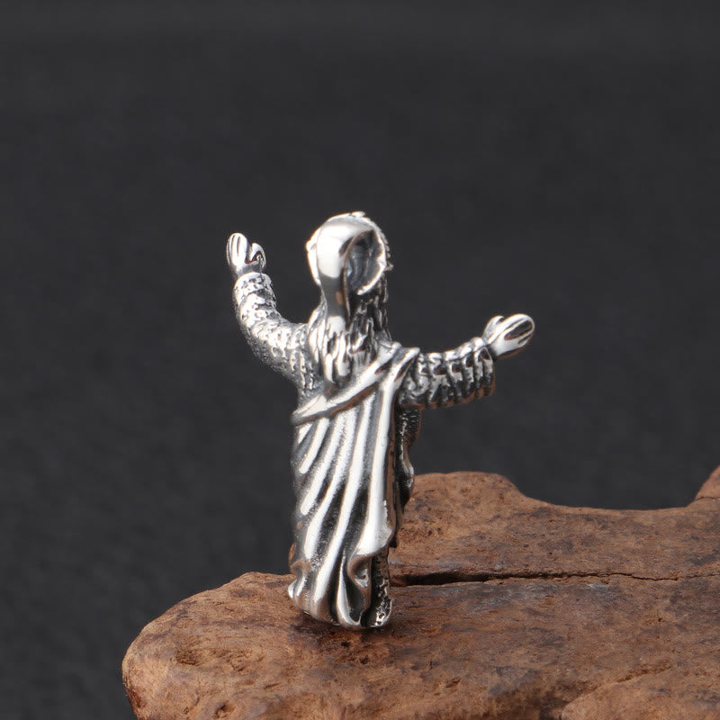 Collana con ciondolo in argento sterling raffigurante Gesù in stile retrò e vecchio stile Christianartworkshop - image 2